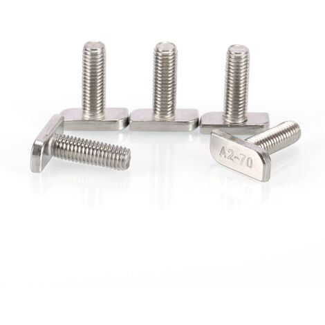 Ahlsen Tornillos con cabeza de martillo de acero inoxidable M8, paquete de 10 tuercas y pernos para invernadero, tornillos plateados de rosca completa