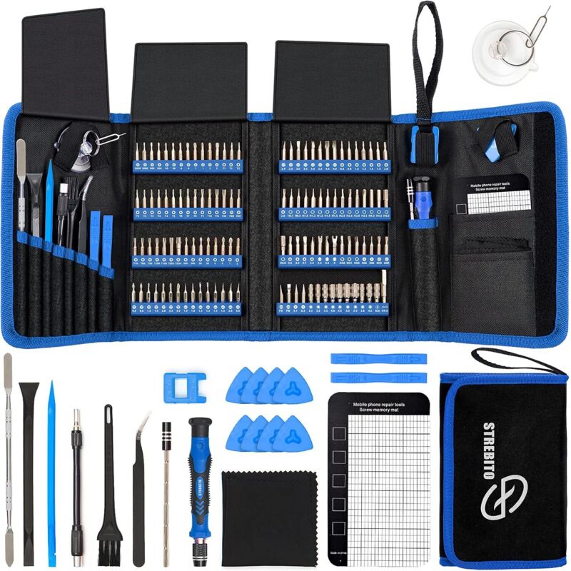 Tournevis de précision électronique 142 pièces avec kit d'outils de réparation magnétique 120 bits pour iPhone, MacBook, ordinateur, ordinateur