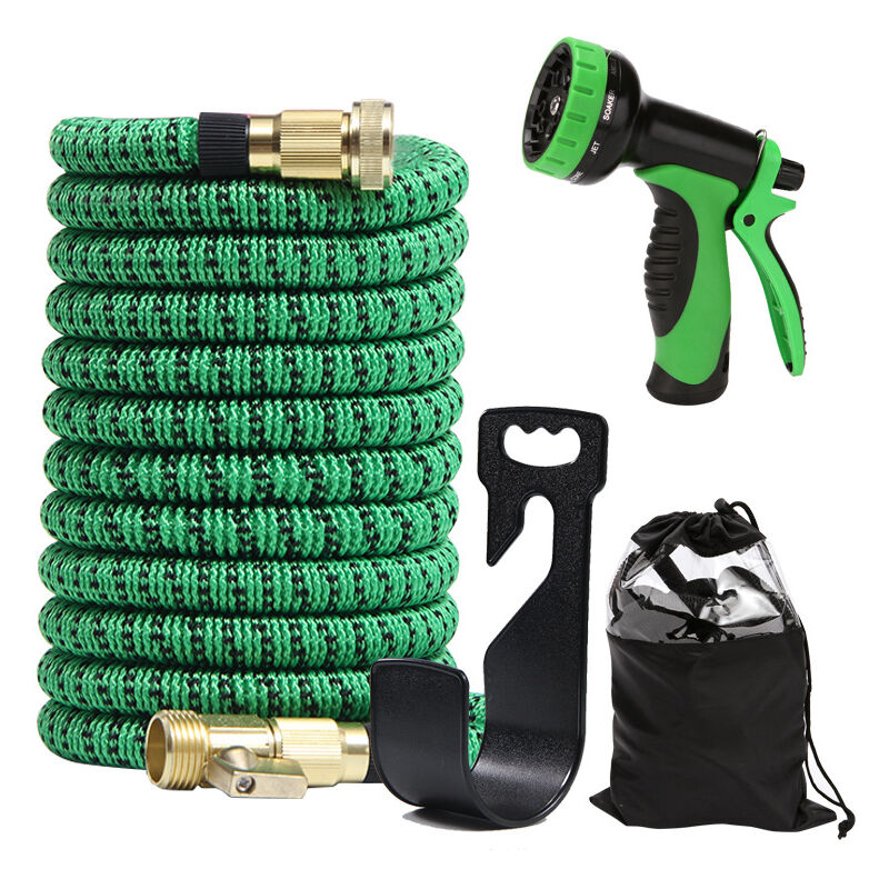 Tuyau d'arrosage extensible avec support, connecteur robuste, avec sac de rangement (vert) - Ahlsen