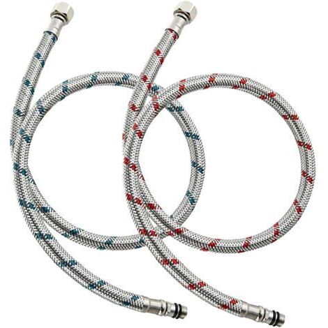 Ahlsen – Tuyau de raccordement flexible 60 cm G3/8 M10 – Acier inoxydable 304 – Résistance haute pression et température – Pour robinet cuisine et salle de bains