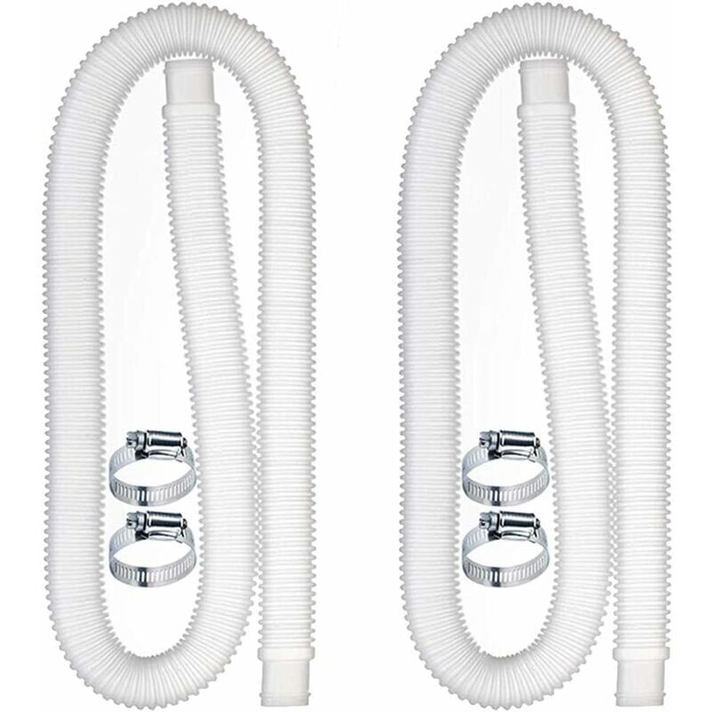 Tuyau de Remplacement pour Piscine, Accessoires de Tuyau de Pompe à Filtre avec 4 Clips Métalliques, Tuyau de Piscine Long de pour Pompe, Accessoires