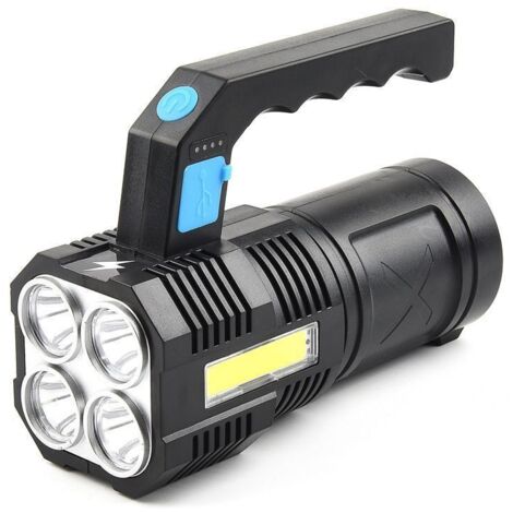 Ahlsen Ultrastarke LED-Taschenlampe, wiederaufladbar, wasserdicht, COB-Arbeitstaschenlampe und 4 Modi, tragbare Notfall-Taschenlampe