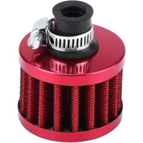 Ahlsen Universal 12mm Clamp Air Filter Car Cold Air Intake Filter for Scooter ATV Dirt Pit Bike Motorcycle Crankcase Breather Cover Vent Red