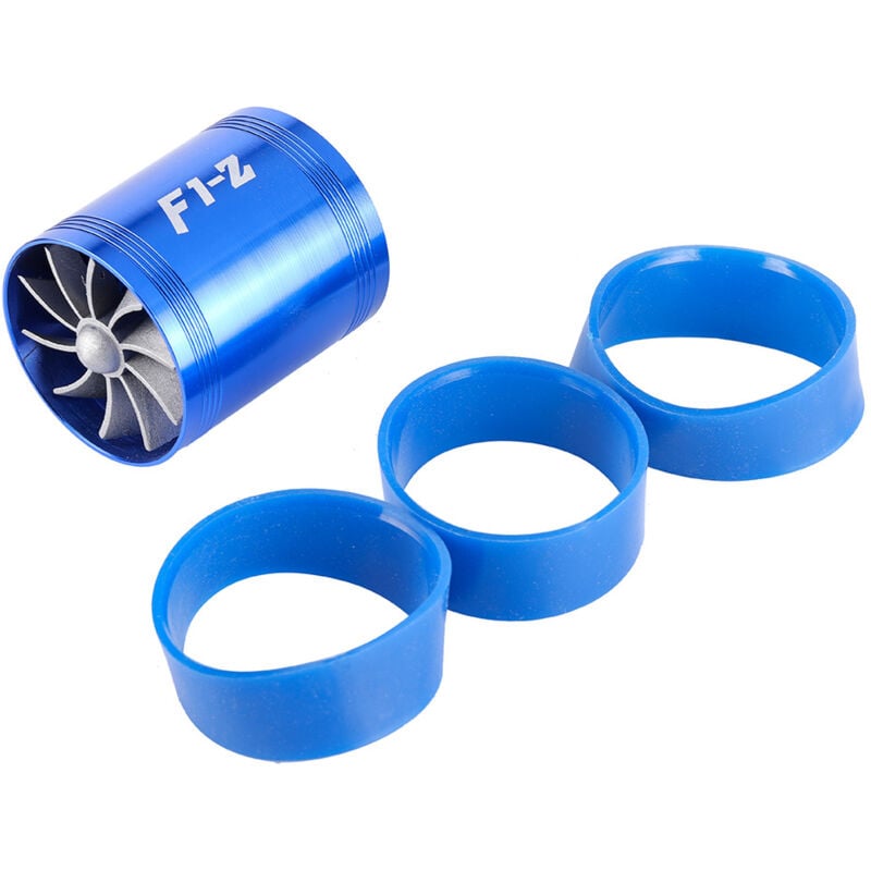 Ahlsen - Universel 64mm Ventilateur de Double turbine Turbonator d'Admission d'Air de Voiture Supercharger Gas Fuel Saver Turbo Fan(Bleu)