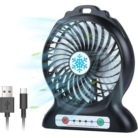 Ahlsen USB-Ventilator, tragbarer Mini-Ventilator, kleiner Ventilator, 3 einstellbare Geschwindigkeiten, wiederaufladbarer Mini-USB-Ventilator, leiser Ventilator für Zuhause, Büro, Reisen