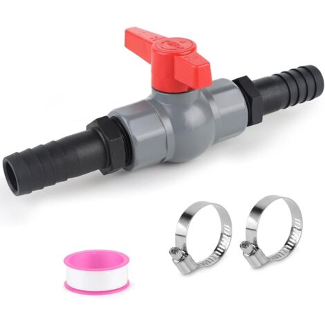 AHLSEN Vanne à Bille Avec Raccord De Tuyau PVC Vanne D'ArrêT Pool Vanne à Bille Vanne à Bille Pour Tuyaux Incl. 1 Vanne D'ArrêT Filetage IntéRieur 1"(32mm), 2 Douilles De Tuyau 25mm