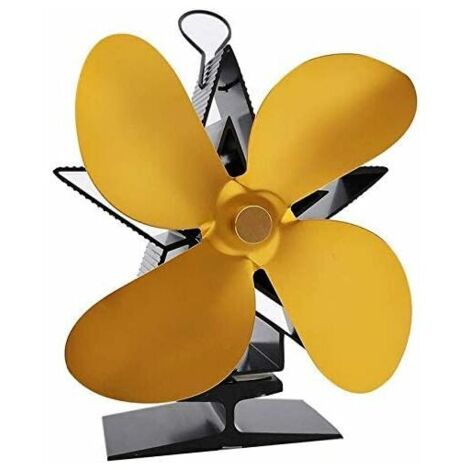 Ahlsen Ventilador De Estufa Calentador, Accesorios Para Chimenea, Ventiladores De Estufa De Leña Ecológicos, Ventilador De Chimenea Silencioso, Distribución Eficiente Del Calor, Hoja De Viento Dorada