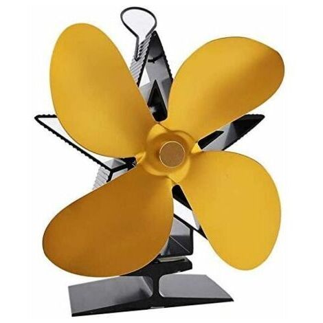 Ahlsen Ventilateur de poêle à Chaleur Accessoires de cheminée Ventilateurs écologiques pour poêles à Bois Ventilateur de cheminée Silencieux Répartition Efficace de la Chaleur Lame de Vent dorée
