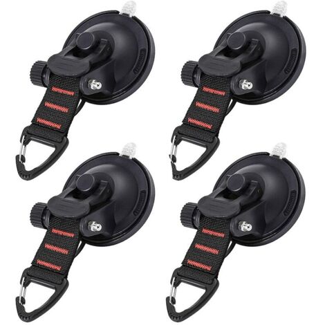 Ahlsen Ventouses D'Ancrage - Ancre À Ventouse Fixation Du Crochet D'Arrimage Ventouses D'Ancrage Lavables Multi-Usages Pour Voiture Auvent Latéral Bateau Camping Bâche - Noir 4Pcs -