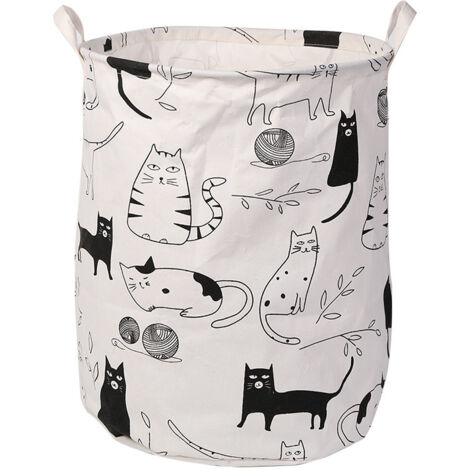 Ahlsen Wäschekorb mit Griffen, faltbarer Leinen-Wäschekorb, wasserdichter Aufbewahrungskorb, Heim-Organizer für Kinderzimmer, Kleidung, Spielzeug, Babykorb, 19,7 × 15,7 (Katze)