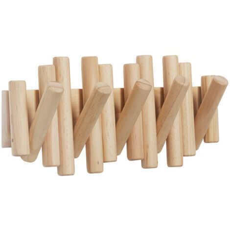 Ahlsen Wandgarderobe mit 5 Haken, Naturholz, 37,5 x 16 x 11 cm