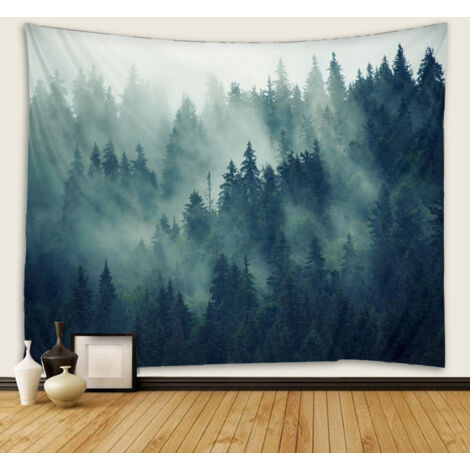 Ahlsen Wandteppich, Wandteppich, Wandteppich, zum Aufhängen mit sehr detailliertem Druck (Grüne Bäume, 230 x 180 cm)
