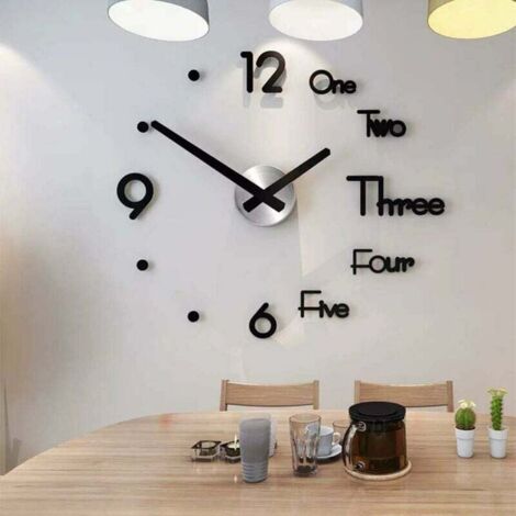Ahlsen Wanduhr, moderne Mode, Wandpendel, rahmenlose Wanduhr, 3D-Spiegelaufkleber, Büro, Hotel, Heimdekoration, DIY-Wanduhr