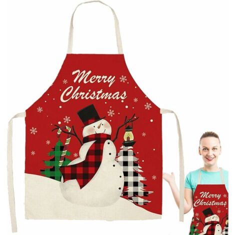Ahlsen Weihnachts-Küchenschürze – weihnachtliche Kochschürzen mit schwarzen und roten Karos, weihnachtliche Küchen-/Back-/Grill-/Grillschürze aus Leinen für Männer und Erwachsene, 5 verschiedene Stile
