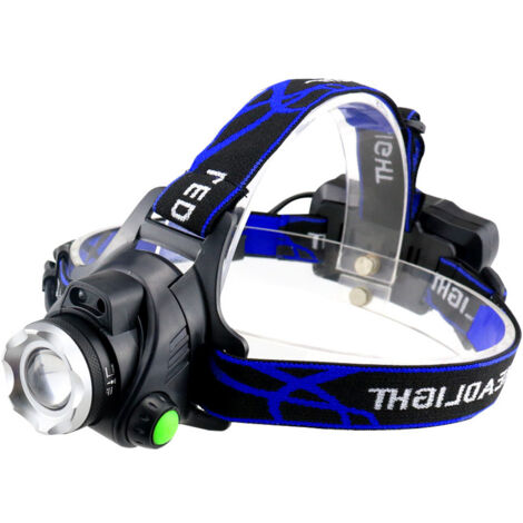 Ahlsen Wiederaufladbare LED-Stirnlampe, 1200 lm, IP64, wasserdicht, Stirnlampe, zoombar, 3 Modi, mit USB-Kabel, 2 18650-Batterien mit Kontrollleuchte für Camping