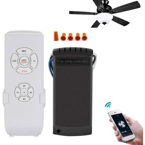 AHLSEN WiFi Kit de télécommande pour ventilateur de plafond sans fil avec 4 minuteries et 3 vitesses 220V 230V interrupteur de contrôle de ventilateur de lampe, compatible Alexa et Smart Life