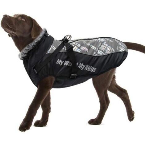 Ahlsen Winterhundemantel, warme, wasserdichte und reflektierende Jacke, weiche Plüsch-Welpenweste, verstellbare Haustierkleidung für kleine, mittlere und große Hunde (3XL, Silber)