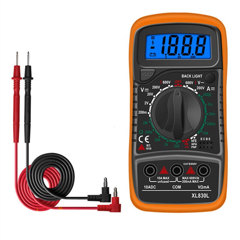 Image of Ahlsen - XL830L Digitalmultimeter 2000 Counts Mini-Multimeter Batterietester Strom Spannung ac dc Widerstand Summer Transistor Voltmeter Amperemeter