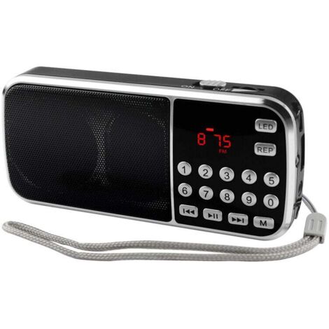 Ahlsen Y-501 Tragbares Radio, 800-mAh-Radio mit zwei Lautsprechern, LED-Taschenlampe, wiederaufladbarer Batterie, MP3/AUX/USB/TF-kompatibel (schwarz)