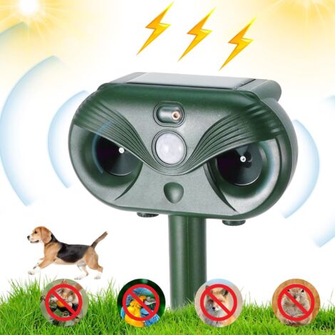 Ahuyentador de gatos por ultrasonido, solar, repelente de gatos, resistente al agua, con detector de movimiento y luz intermitente, IP54, resistente al agua, para jardín, eficaz contra gatos, ratas