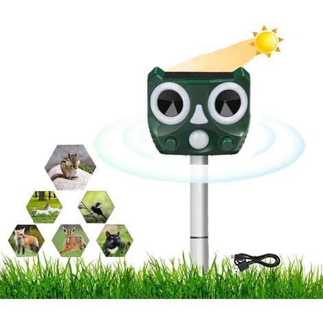 Carga USB Evita Perros y Gatos Ahuyentador ultrasónico de Gatos Carga Solar ahuyentador de Perros viveros pájaros Campos para Jardines 