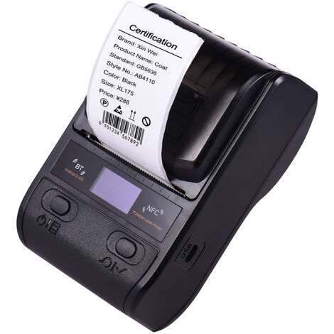 Greyghost Portable Mini Bluetooth Imprimante Ticket sans Fil Imprimante à reçu 58mm Bluetooth & USB POS Imprimante Thermique de Code Billet en 90 mm/s 