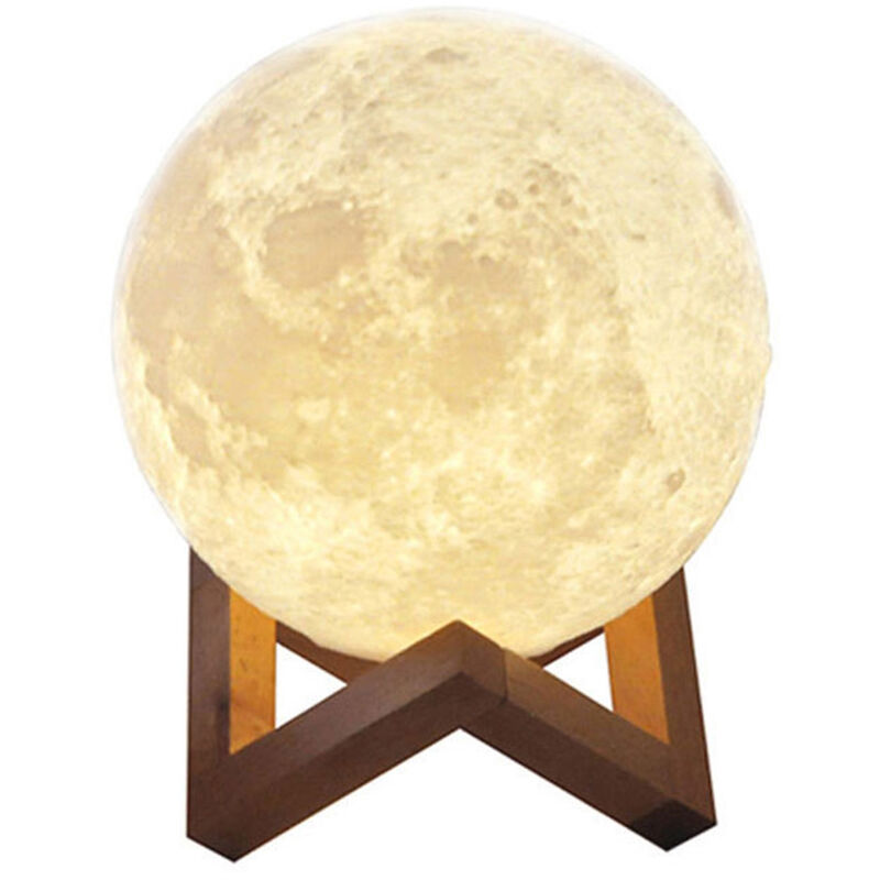 

Aibecy - Lampara de luna de 8 cm / 3,15 pulgadas, recargable por USB, LED, impreso en 3D, PLA, luz nocturna, luces decorativas para el hogar, control