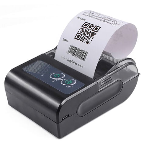 LIFCAUSAL Aibecy Mini imprimante thermique portable sans fil 58 mm pour étiquettes, reçus, expédition, imprimante express, connexion USB BT, prise en charge de la commande ESC/POS, compatibl
