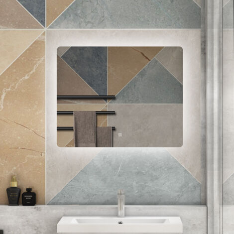 AICA 100 x 60cm Specchio da bagno con LED,Rettangolare,Touch,Memoria,Dimmerabile,Retroilluminato
