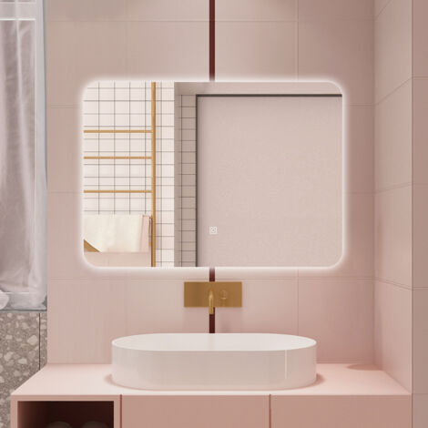 AICA 100 X 70CM SPECCHIO DA BAGNO CON LED, RETTANGOLARE, TOUCH, MEMORIA, DIMMERABILE, RETROILLUMINATO