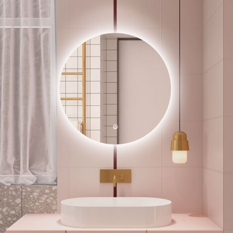 Aica 100x100cm Specchio da bagno a LED, Disappannamento, Funzione Memoria, Estetica Elegante