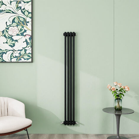 AICA 1500x200mm 2 Column Vertical Black Radiator Central Heating Cast Iron Style