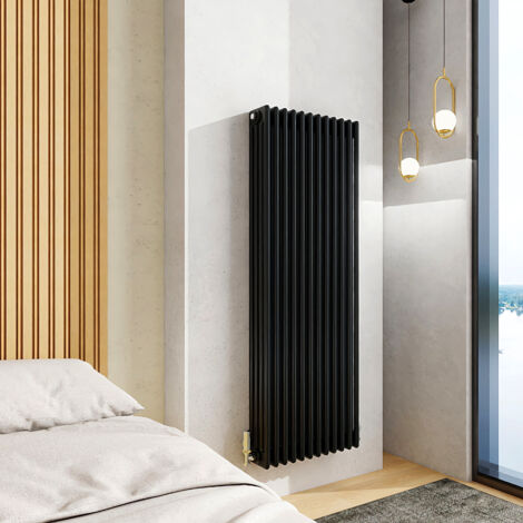 AICA 1500x560mm Black Vertical Traditional Radiator Cast Iron 4 Column Heating UK