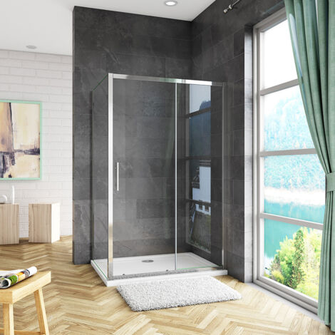 AICA 1500x700x1850mm Sliding Shower Enclosure with 1500x700mm Tray Waste