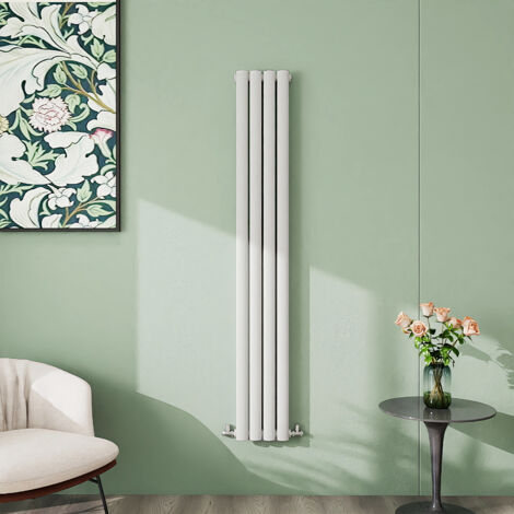 AICA 1600x236mm White Vertical Designer Radiator Single Oval Column Heating UK