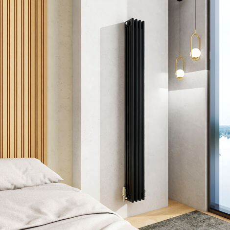 AICA 1800x200mm Black Vertical Traditional Radiator Cast Iron 4 Column Heating UK