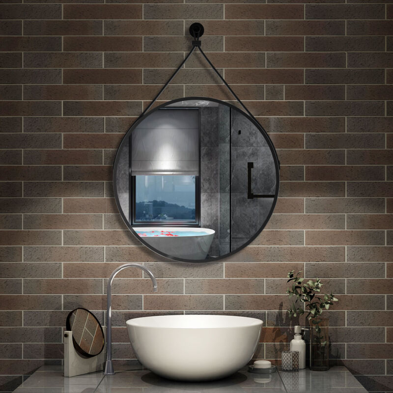 AICA 60 cm miroir de salle de bain avec ceinture noire amovible