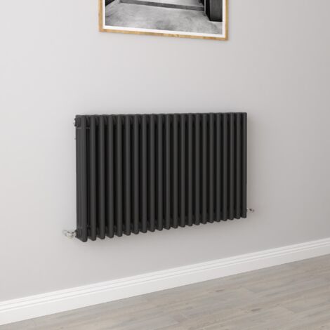 AICA 600x1010mm 3 Column Horizontal Black Radiator Central Heating Cast Iron Style