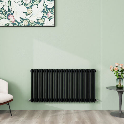 AICA 600x1190mm 3 Column Horizontal Black Radiator Central Heating Cast Iron Style