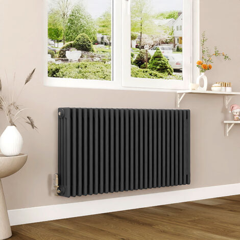 AICA 600x1190mm Anthracite Horizontal Traditional Radiator Cast Iron 4 Column Heating UK