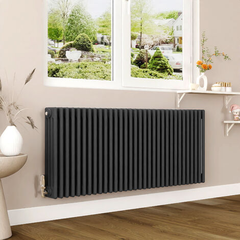 AICA 600x1460mm Anthracite Horizontal Traditional Radiator Cast Iron 4 Column Heating UK