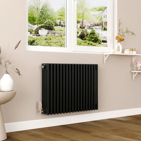 AICA 600x830mm Black Horizontal Traditional Radiator Cast Iron 4 Column Heating UK
