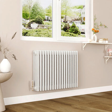 AICA 600x830mm White Horizontal Traditional Radiator Cast Iron 4 Column Heating UK