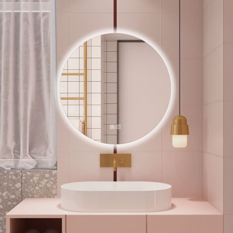Aica 60x60cm Specchio da bagno a LED, 3 Temperature di Colore, Disappannamento, Retroilluminato