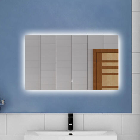 AICA 80 x 60cm Specchio da bagno con LED,Rettangolare,Touch,Memoria,Dimmerabile,Retroilluminato