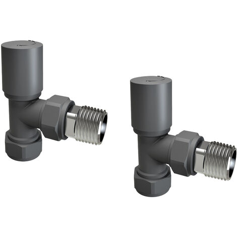 AICA Anthracite 15mmx1/2" Angled Radiator Valves Manual Tap