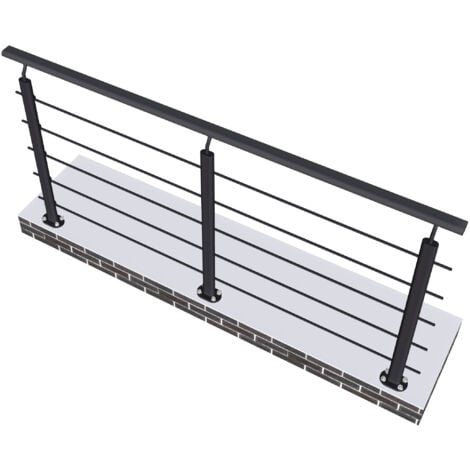 AICA SANITAIRE AICA Barandillas de aluminio negro mate, interior y exterior, fijaciones al suelo 200x100cm