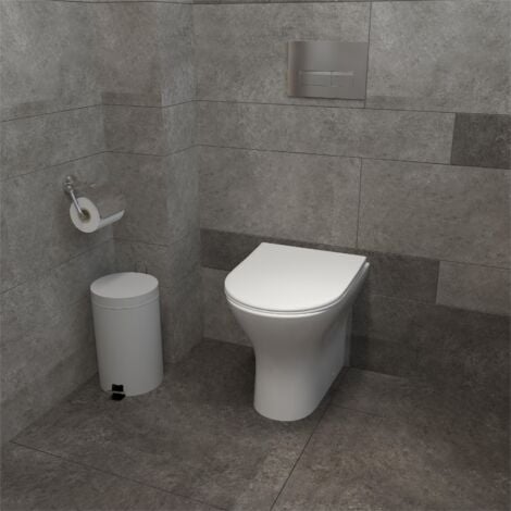 AICA Bathroom Back to Wall Toilet Modern Pan Soft Close Seat White Ceramic