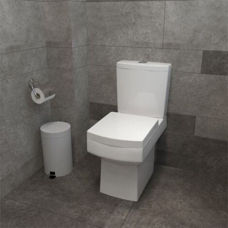 AICA Bathroom Close Coupled Square Toilet Pan Soft Close Seat Ceramic WC