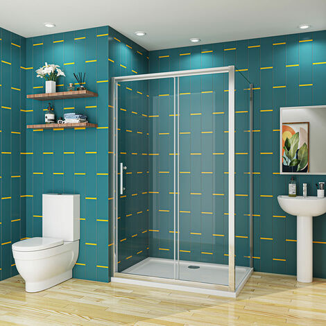 AICA Bathroom Sliding Shower 1200mm Door with 800mm side panel 1900mm Height